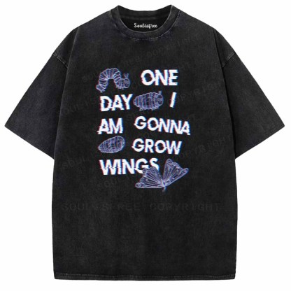 Soulisfree ONE DAY AM GONNA GROW WNGS Washed Tee