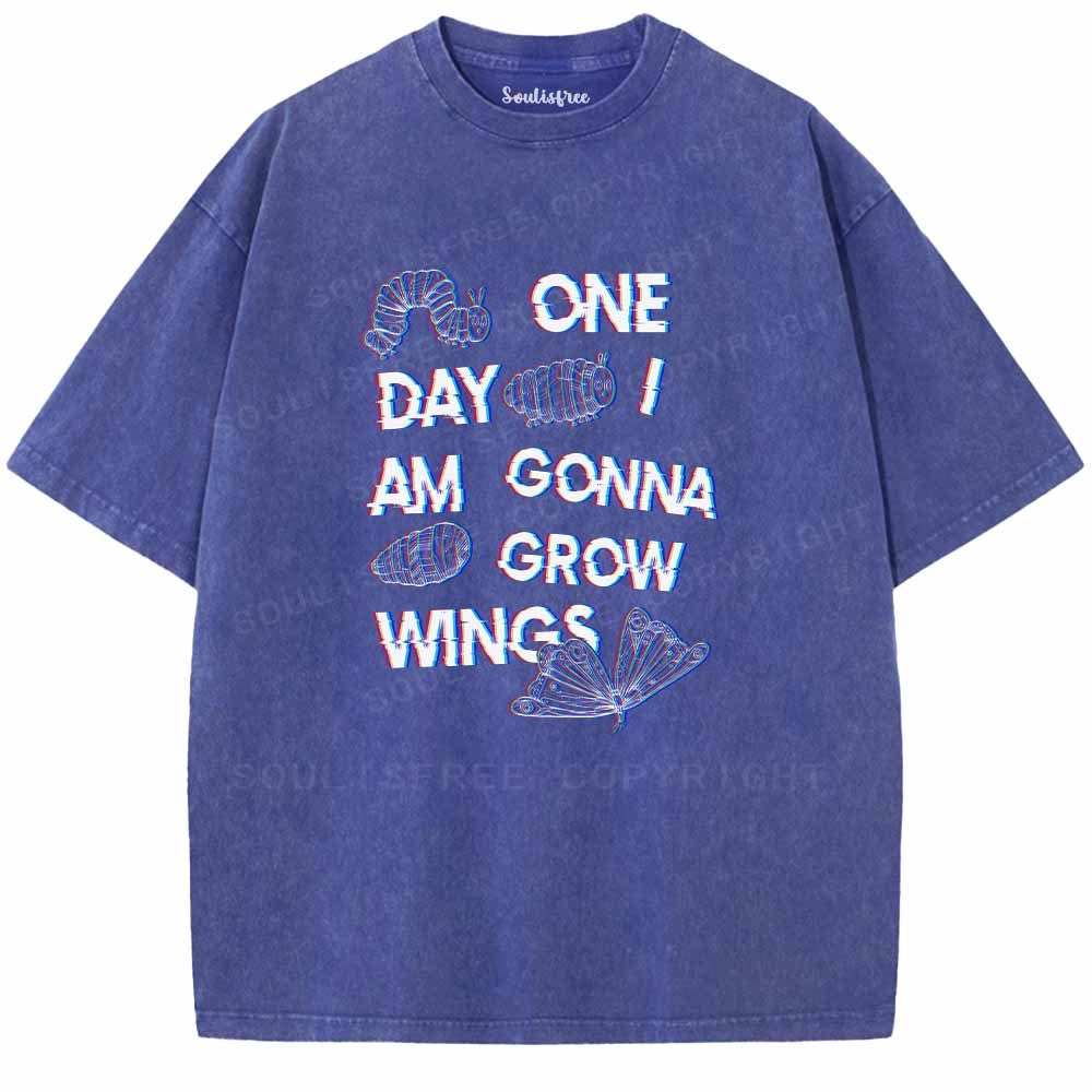 Soulisfree ONE DAY AM GONNA GROW WNGS Washed Tee
