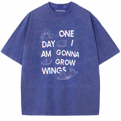 Soulisfree ONE DAY AM GONNA GROW WNGS Washed Tee