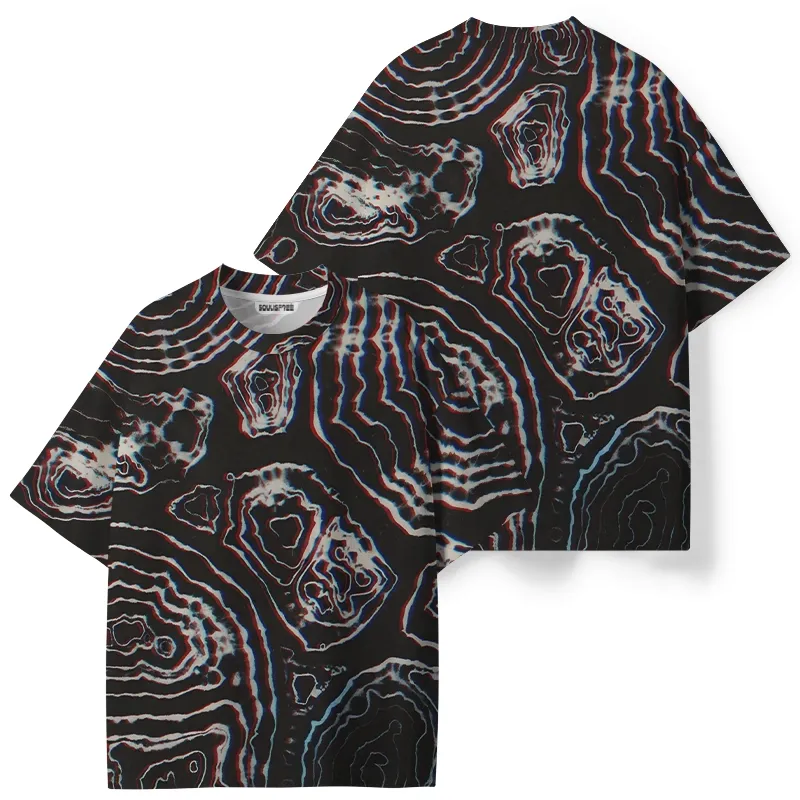 Soulisfree Holographic Topographic Lines ECO‑PERF Graphic Tee