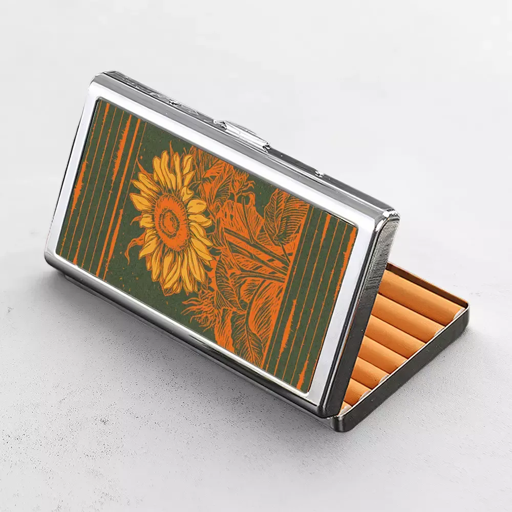 Soulisfree Vintage Woodcut Bloom Metal Pocket Case