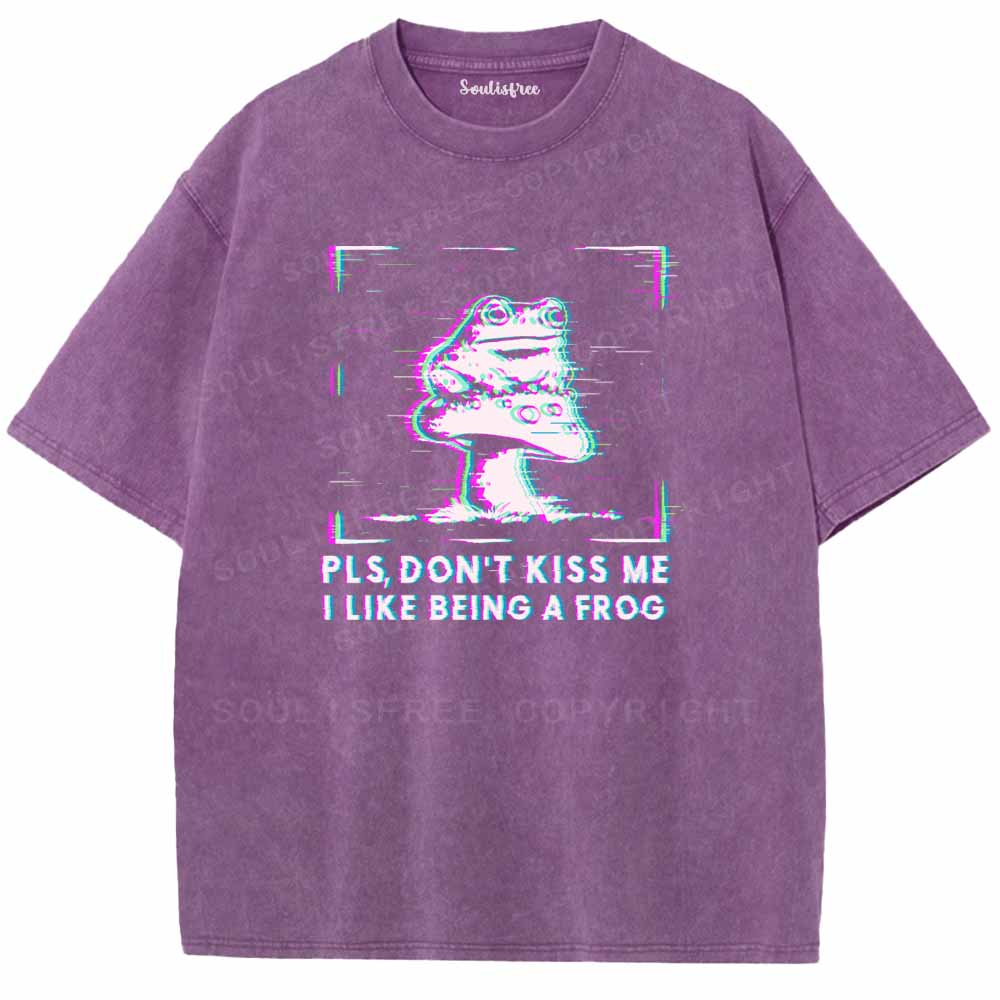 Soulisfree PLS, DON'T KISS ME I LIKE BEING A FROG Washed Tee