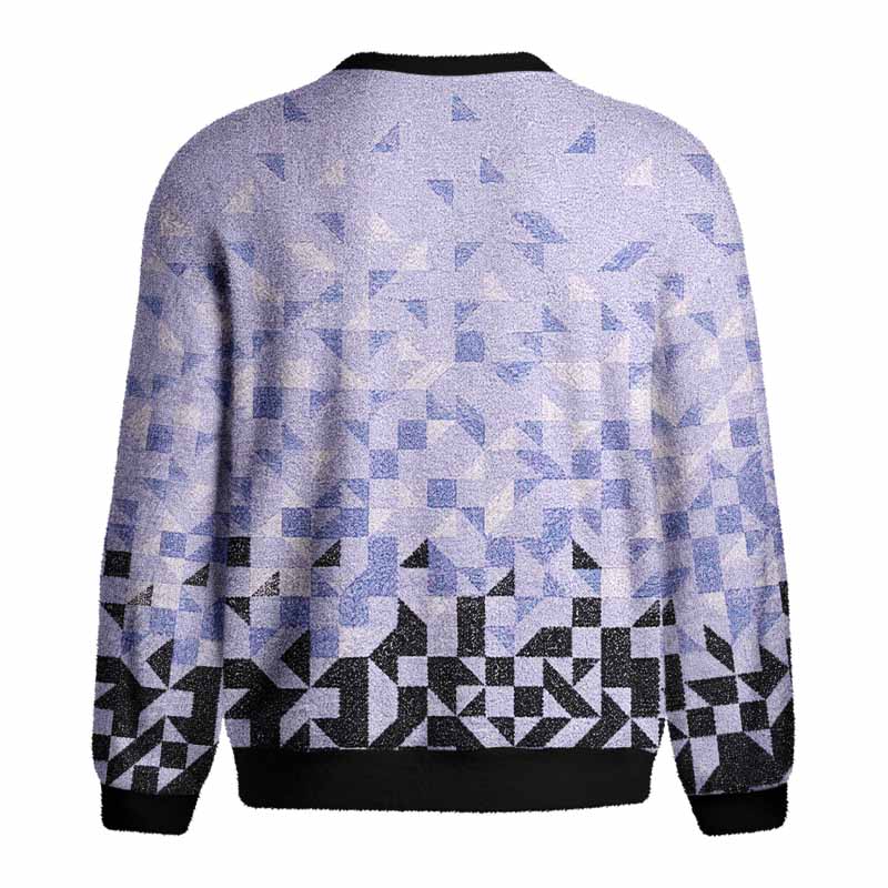 Soulisfree Gradient Mosaic Geometric Fuzzy Crewneck Sweater
