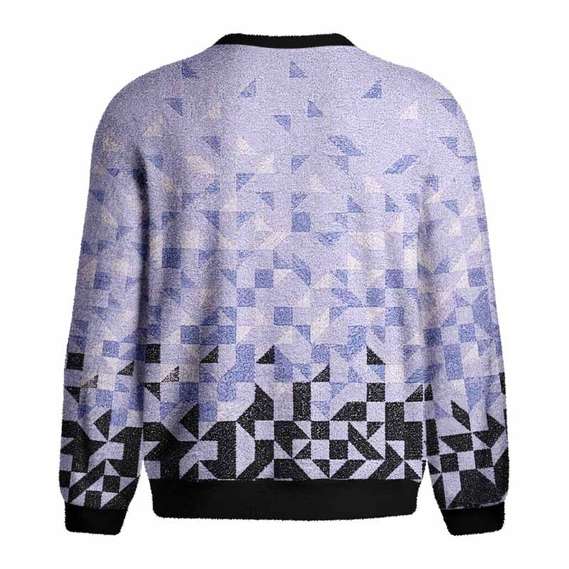 Soulisfree Gradient Mosaic Geometric Fuzzy Crewneck Sweater
