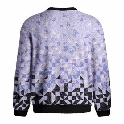 Soulisfree Gradient Mosaic Geometric Fuzzy Crewneck Sweater