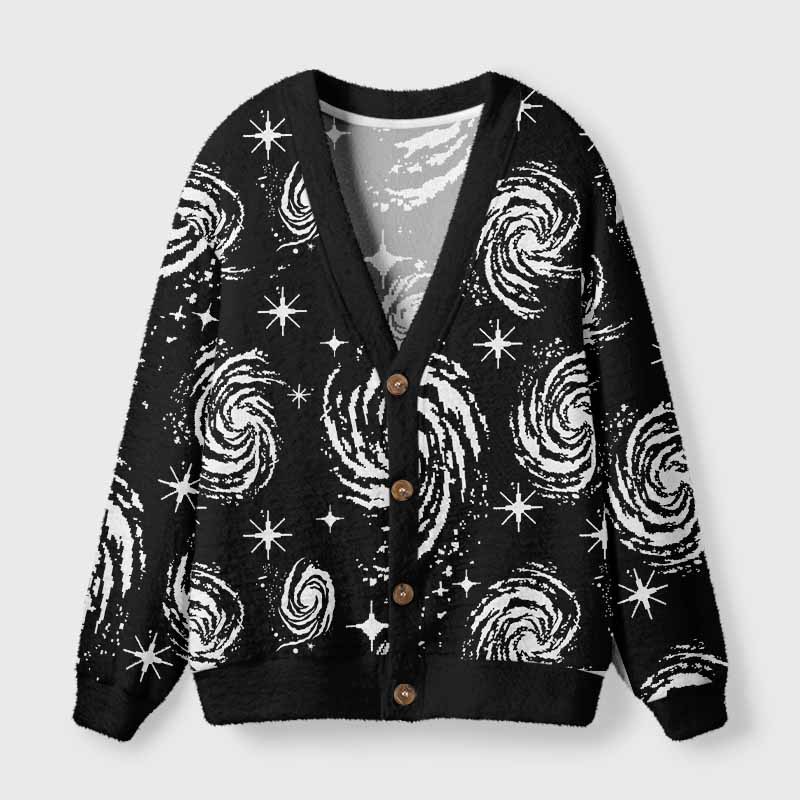 Soulisfree Galactic Swirl: A Cosmic Journey Fuzzy Cardigan Sweater