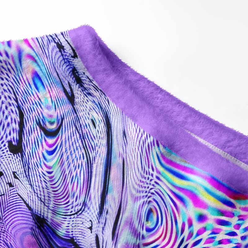 Soulisfree Hypnotic Purple Vortex  Fuzzy Off-Shoulder Sweater