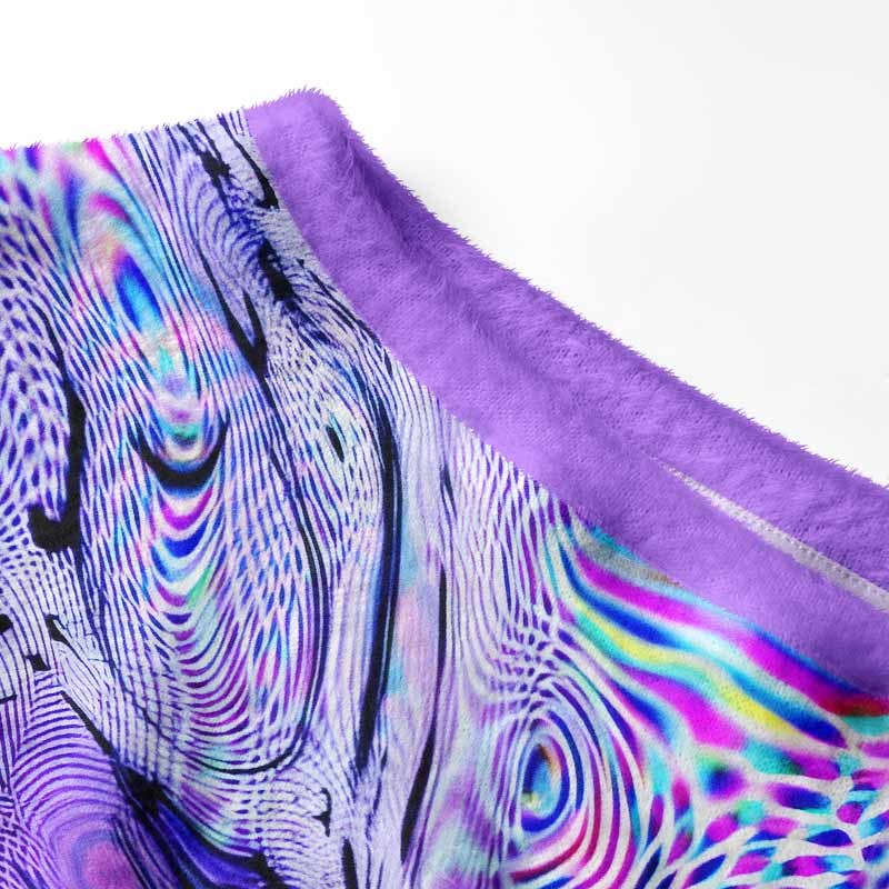 Soulisfree Hypnotic Purple Vortex  Fuzzy Off-Shoulder Sweater
