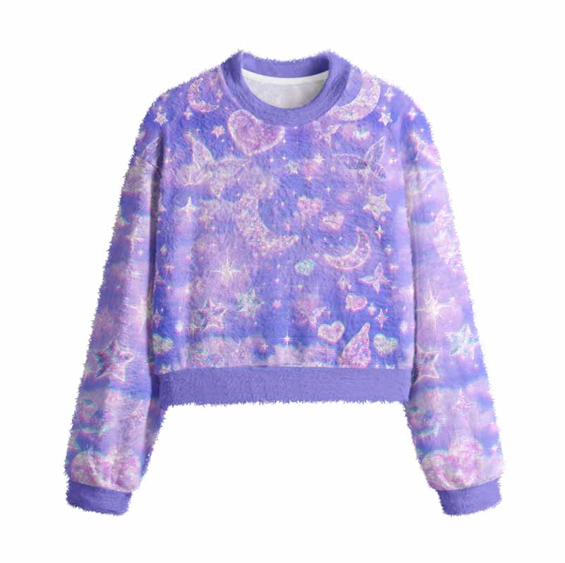 Soulisfree Cosmic Love  Women's Fuzzy Crewneck Sweater