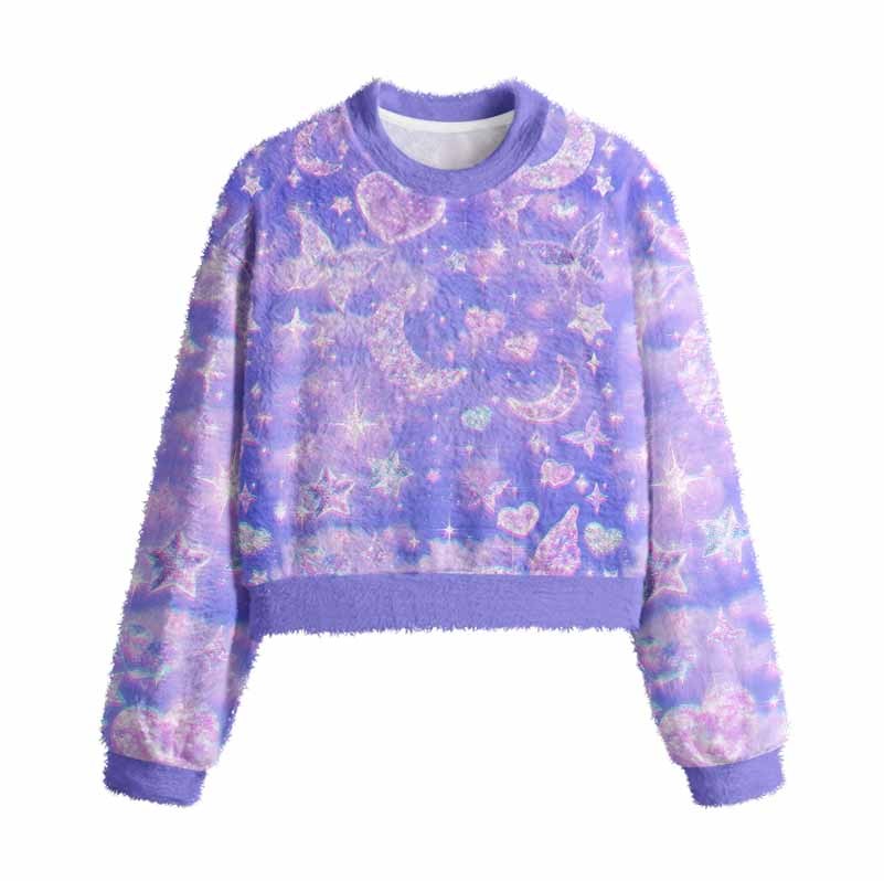 Soulisfree Cosmic Love Women's Fuzzy Crewneck Sweater