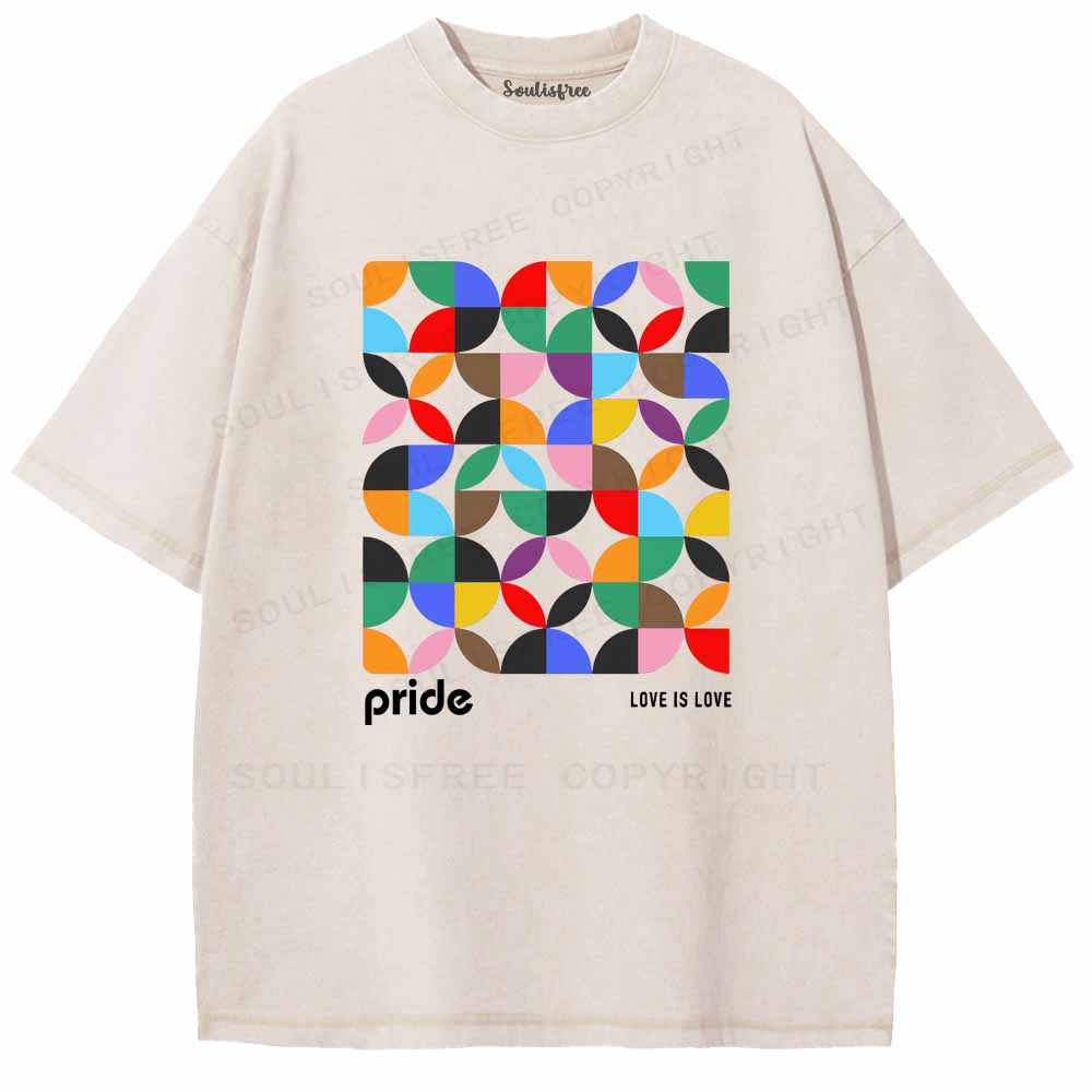 Soulisfree Geometric Love Is Love Pride Washed Tee