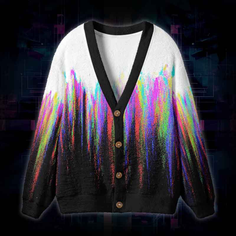 Soulisfree Infinite Streams Of Color Fuzzy Cardigan Sweater