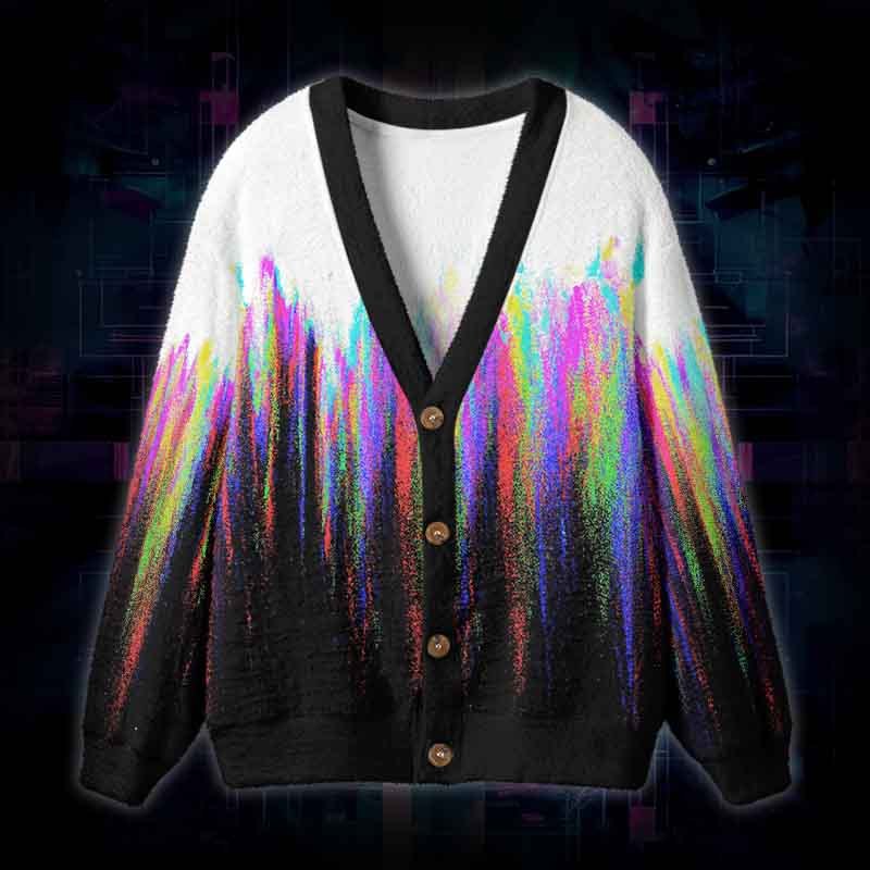 Soulisfree Infinite Streams Of Color Fuzzy Cardigan Sweater