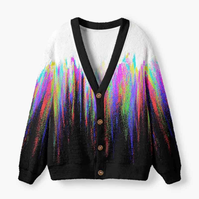 Soulisfree Infinite Streams Of Color Fuzzy Cardigan Sweater