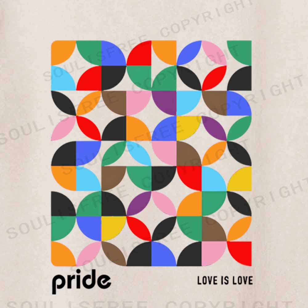 Soulisfree Geometric Love Is Love Pride Washed Tee