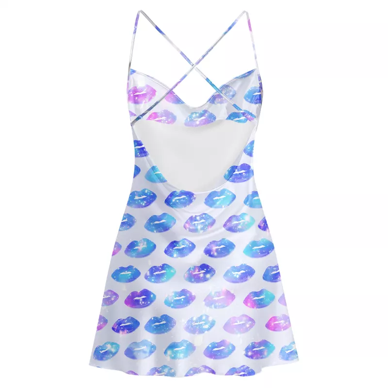 Soulisfree Dreamy Ombre Lip Kiss Cowl Neck Satin Mini Dress
