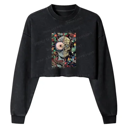 Split Washed Cropped Sweatshirt