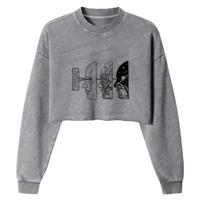 Reality Is Manipulated By Thought Washed Cropped Sweatshirt