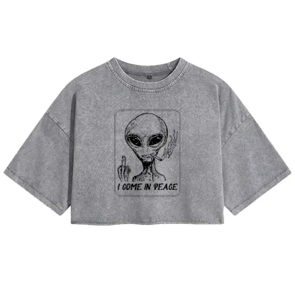 I Come In Peace  Washed Crop T-shirt