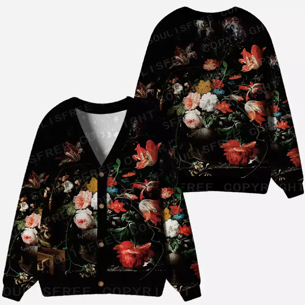Designed Dark Bouquet Cardigan Sweaters
