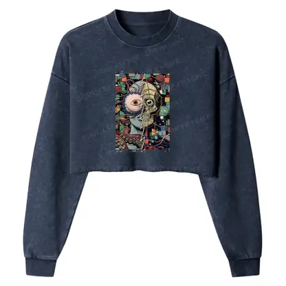 Split Washed Cropped Sweatshirt