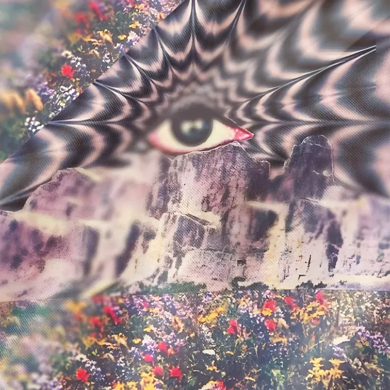 Soulisfree Psychedelic Meadow Vision  Cowl Neck Satin Mini Dress