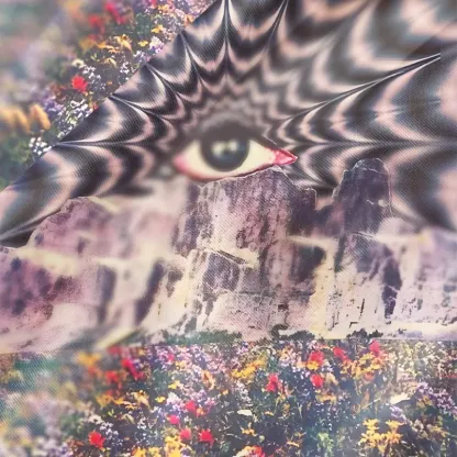 Soulisfree Psychedelic Meadow Vision  Cowl Neck Satin Mini Dress