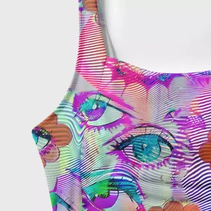 Soulisfree Multicolor Hologram Illusion One‑Piece Swimsuit