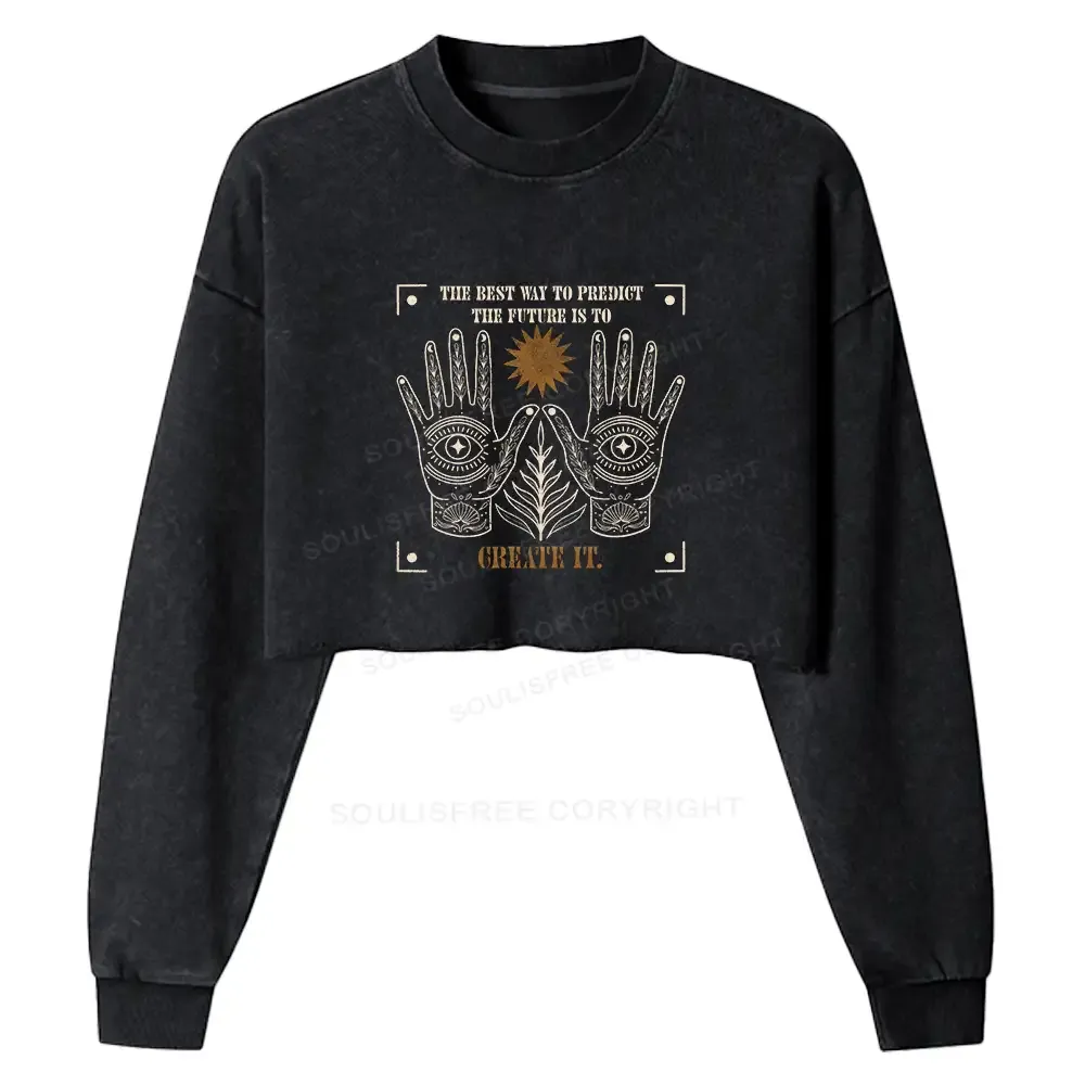 Designed Creating The Future Washed Cropped Sweatshirt