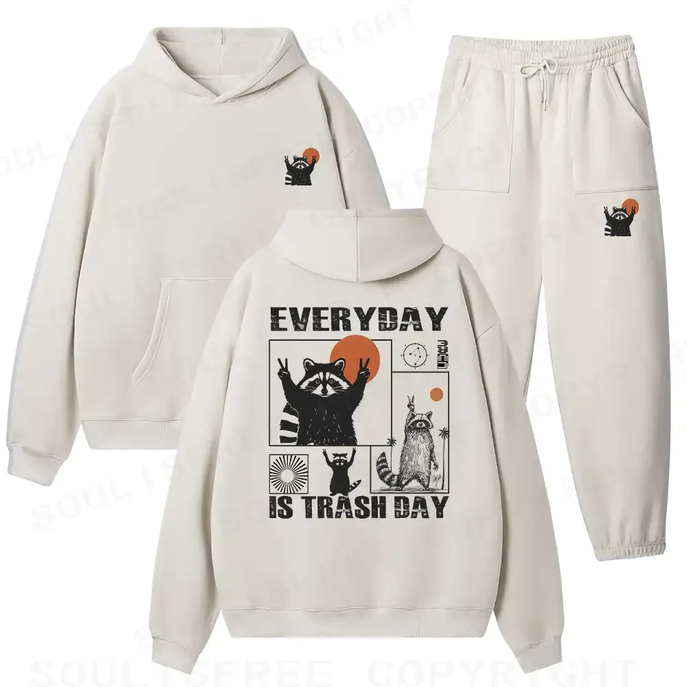 Designed Everyday Is Trash Day Fleece Hoodie Set