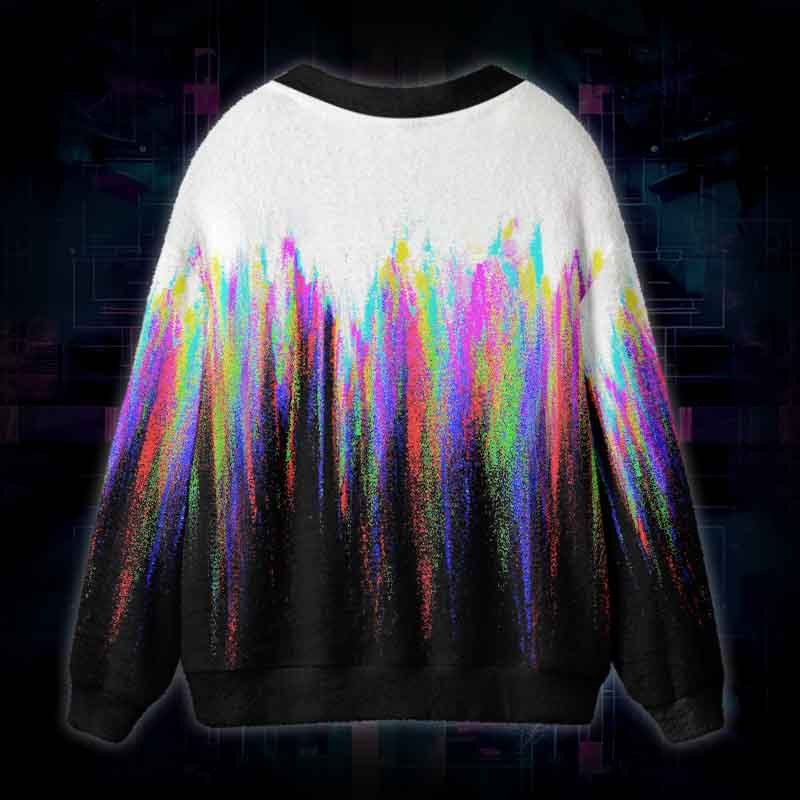 Soulisfree Infinite Streams Of Color Fuzzy Cardigan Sweater