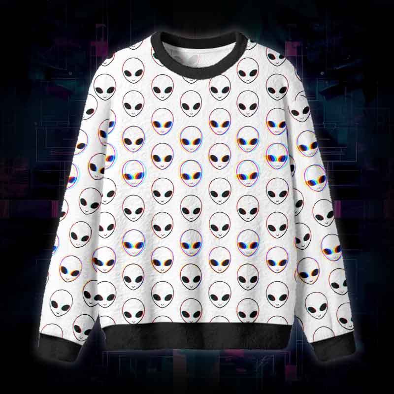 Soulisfree Alien Frequency Fuzzy Crewneck Sweater