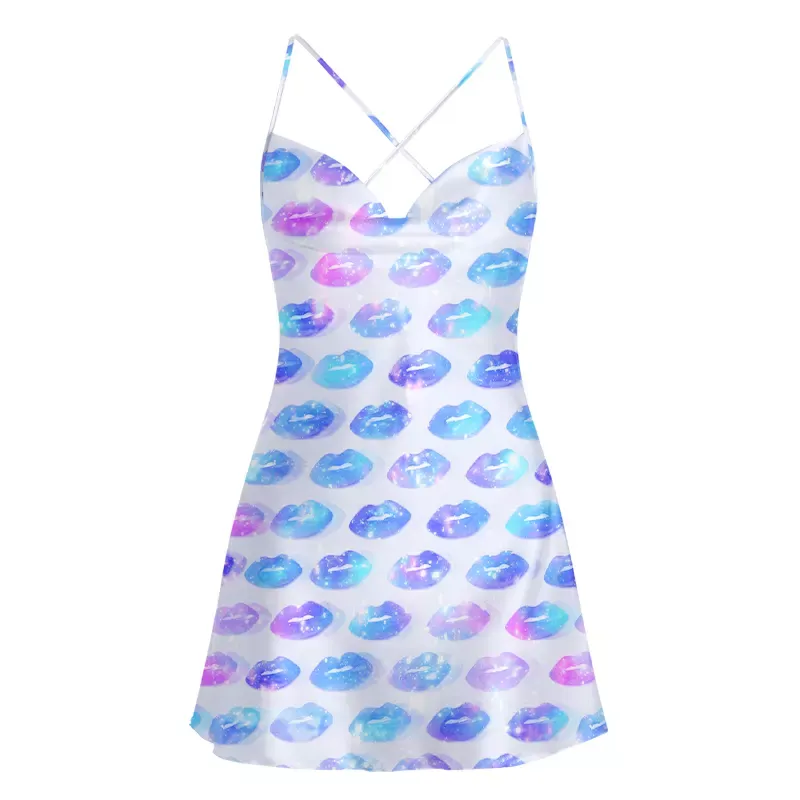 Soulisfree Dreamy Ombre Lip Kiss Cowl Neck Satin Mini Dress