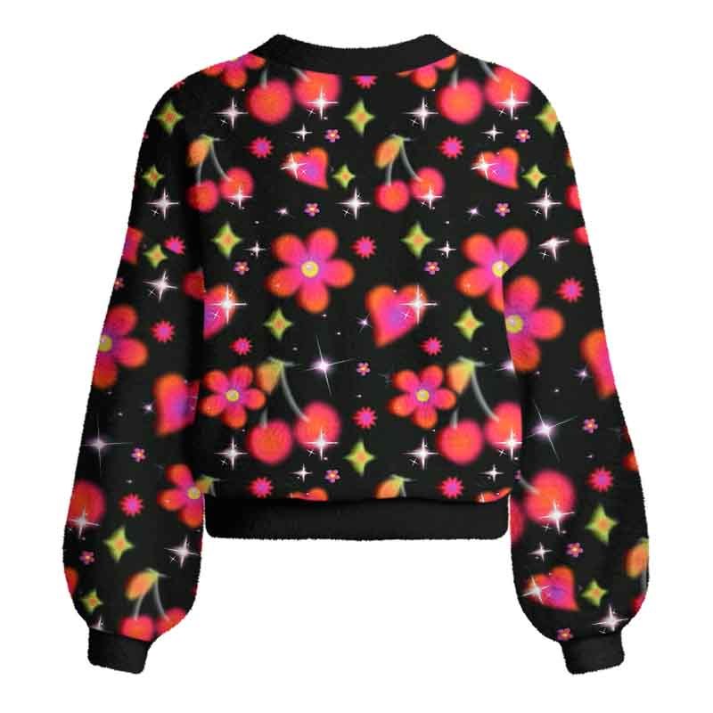 Soulisfree  Stardust Love Garden Women's Fuzzy Cardigan Sweater