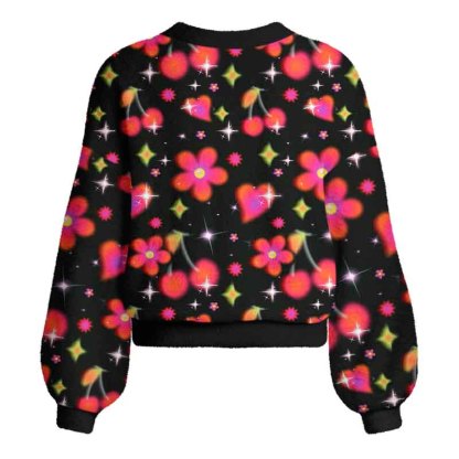 Soulisfree  Stardust Love Garden Women's Fuzzy Cardigan Sweater