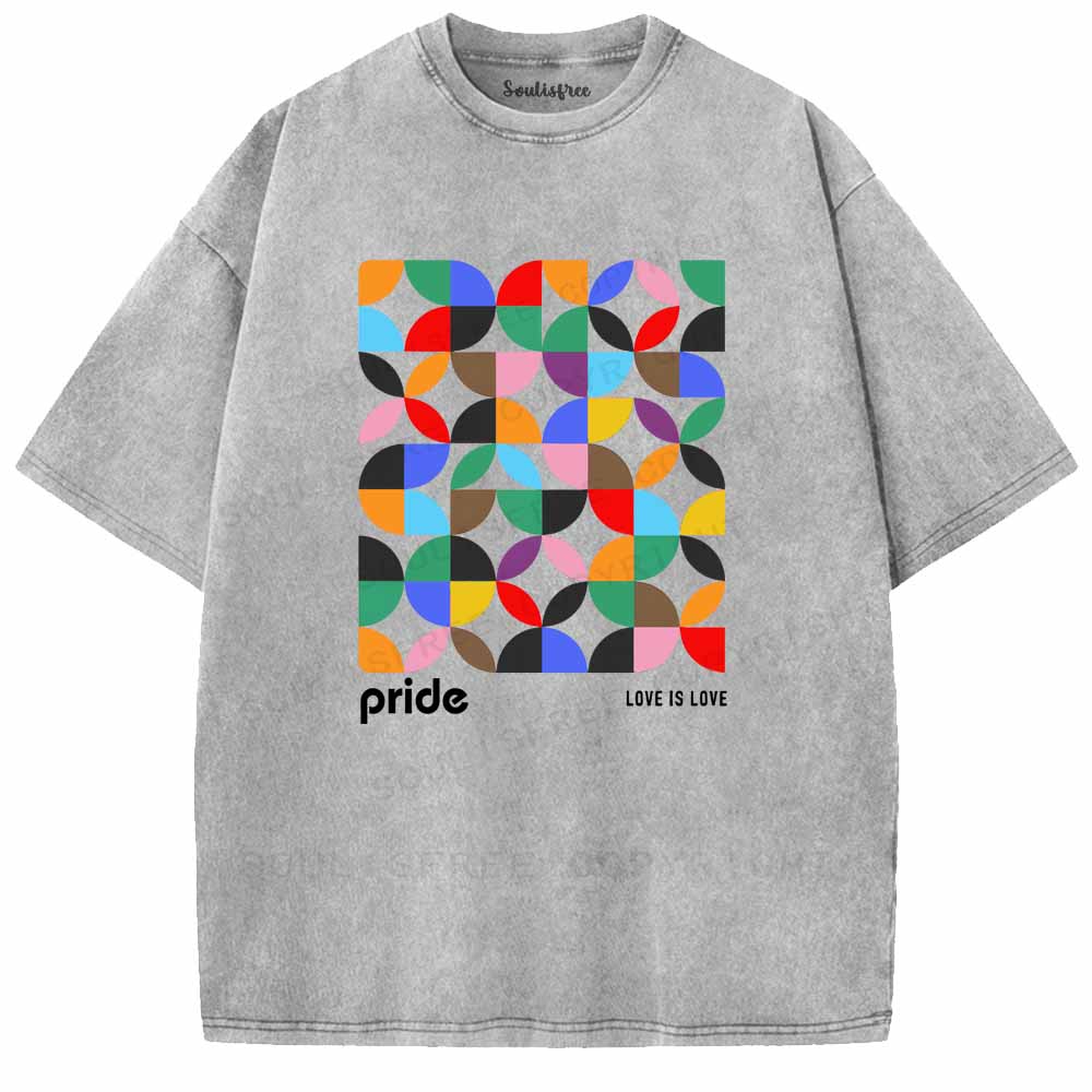 Soulisfree Geometric Love Is Love Pride Washed Tee