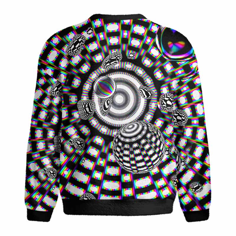 Soulisfree Holographic Tunnel Vision Spheres Fuzzy Crewneck Sweater