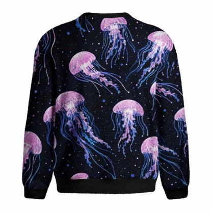Soulisfree Cosmic Jellyfish Starry Night Fuzzy Crewneck Sweater