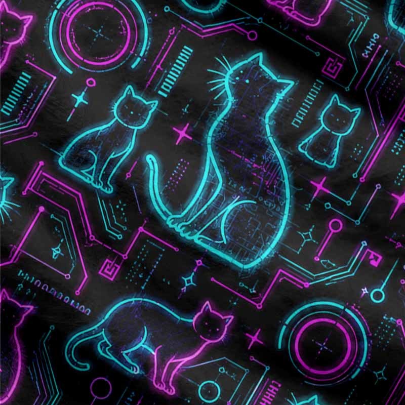 Soulisfree Neon Cat Network Fuzzy Cardigan Sweater 