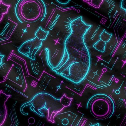 Soulisfree Neon Cat Network Fuzzy Cardigan Sweater 