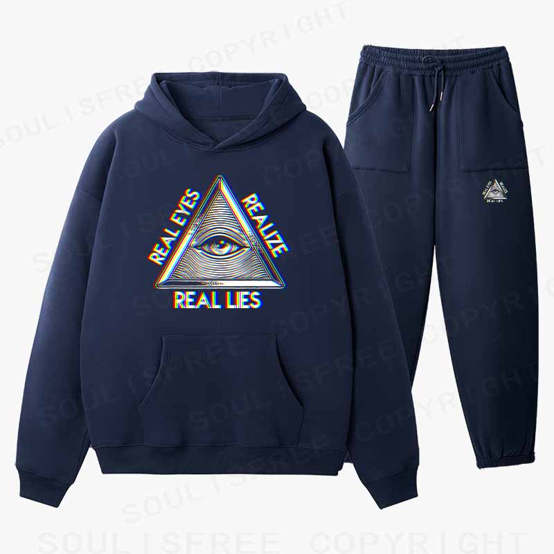Soulisfree Real Eyes, Realize, Real Lies  Cotton Fleece Hoodie Set