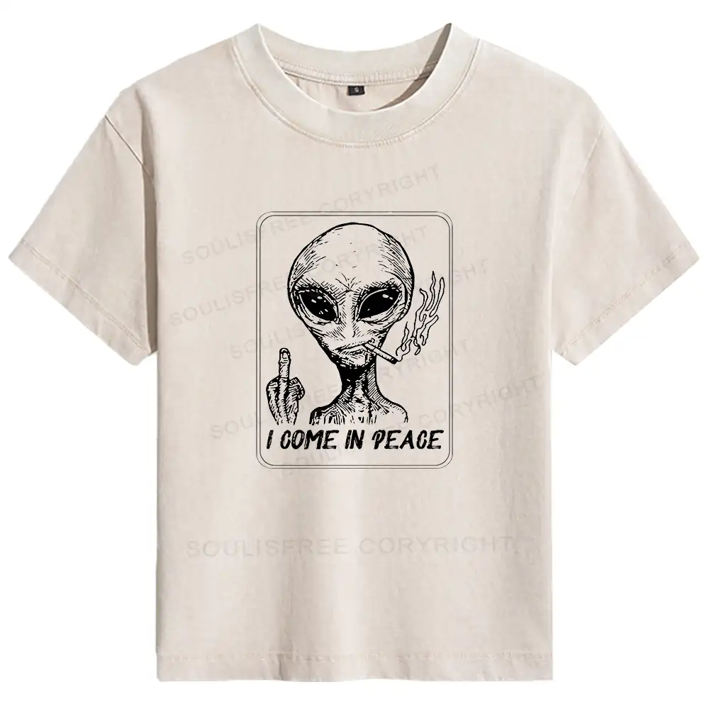 I Come In Peace Basic Washed T-shirt