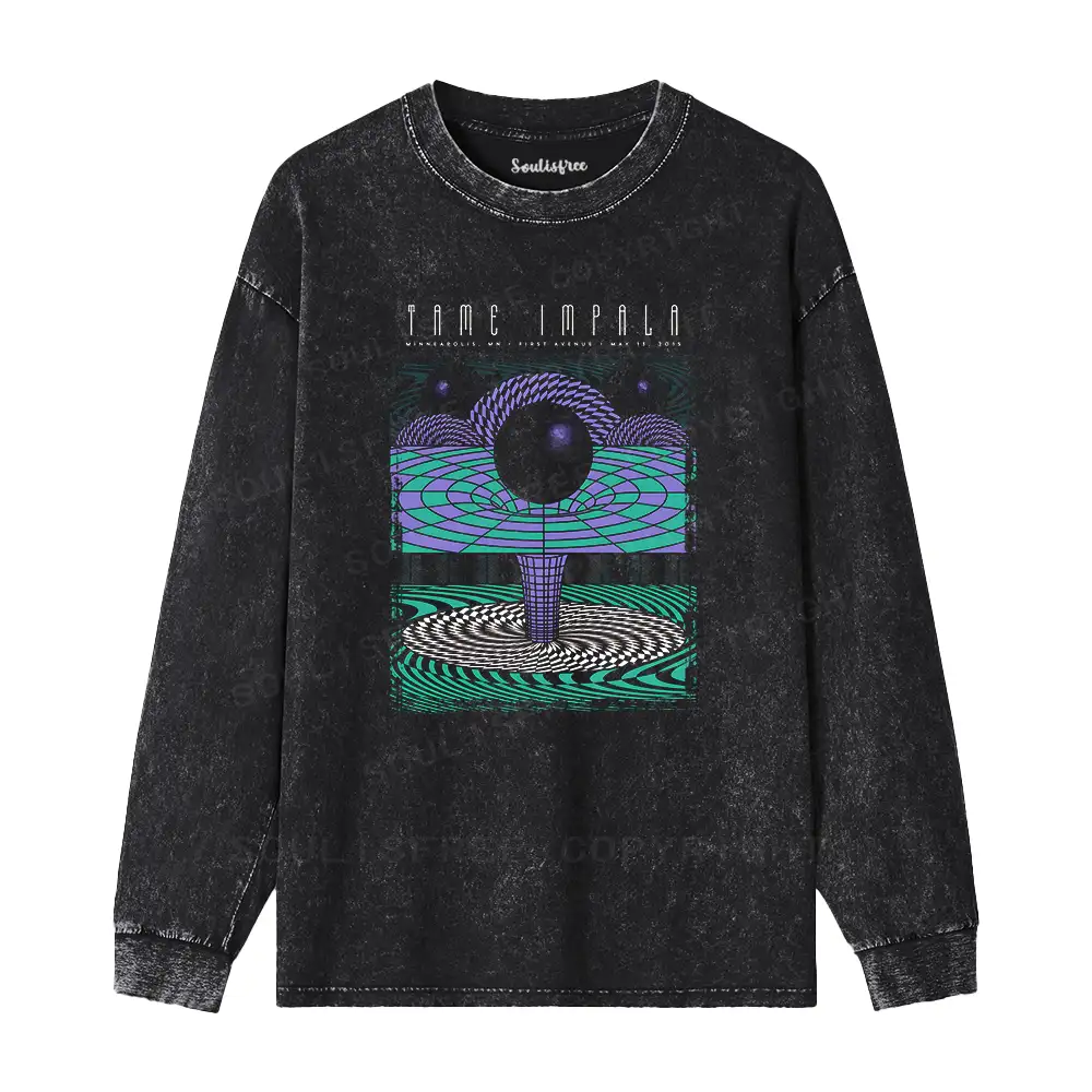 Deep In The Psychedelic World Washed Long Sleeve Shirt