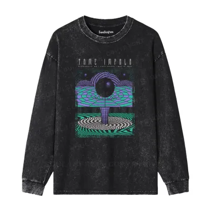 Deep In The Psychedelic World Washed Long Sleeve Shirt