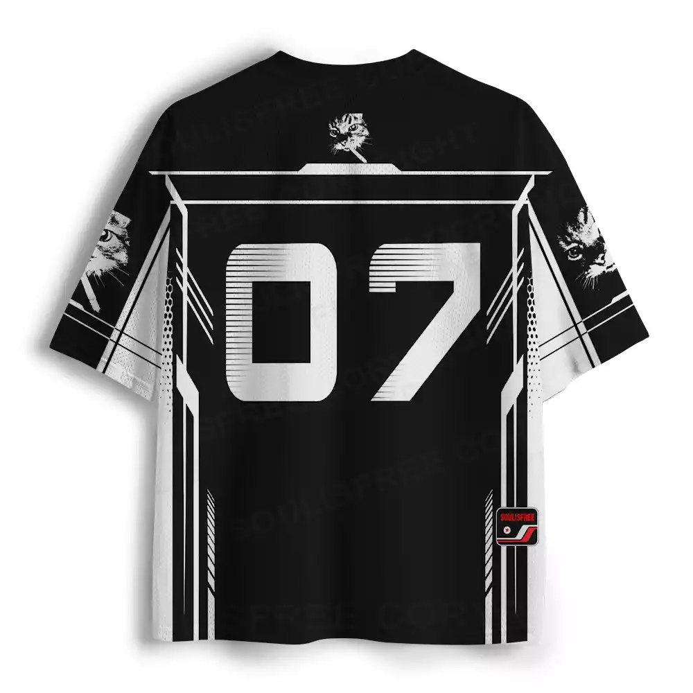 Stylish Feline Vibe Mesh Jersey