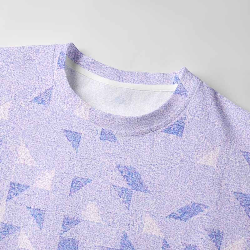 Soulisfree Gradient Mosaic Geometric Long Sleeve Cotton Tee