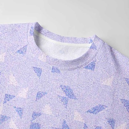Soulisfree Gradient Mosaic Geometric Long Sleeve Cotton Tee