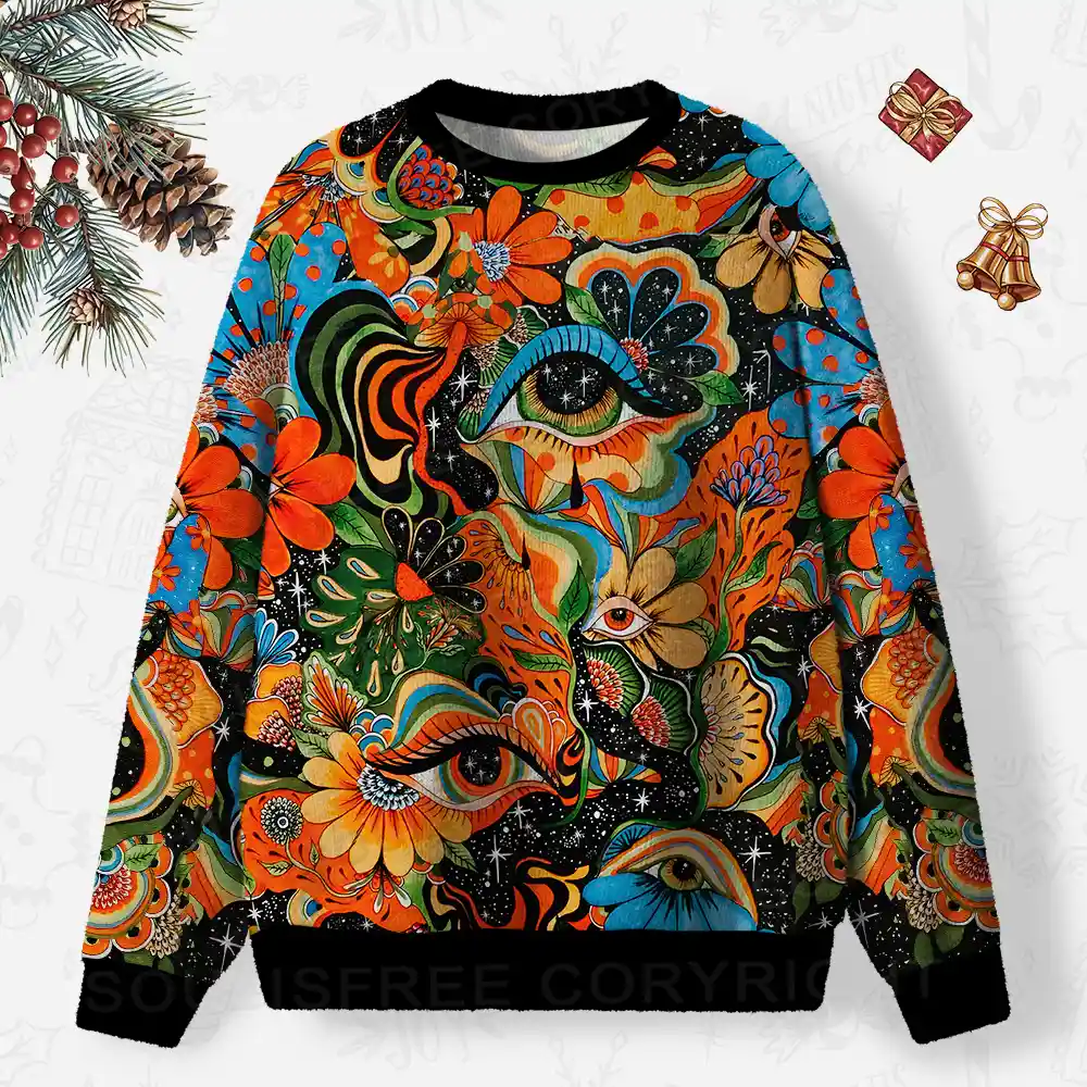 Floral Mirage Ugly Christmas Knit Sweatshirt