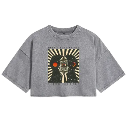 Reflections of the Soul Washed Space T-shirt Washed Crop T-shirt