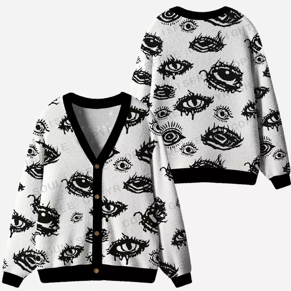 Surreal Eyes Cardigan Sweaters
